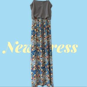 New Maxi Dress Blue/ Yellow size Small